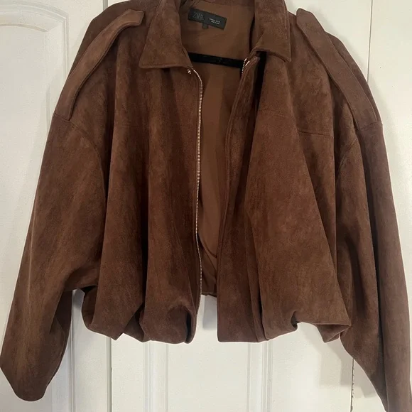 Zara Chocolate Brown Bomber Jacket - Picture 2 of 5